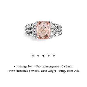 David Yurman Petite Wheaton Ring In Morganite size 7